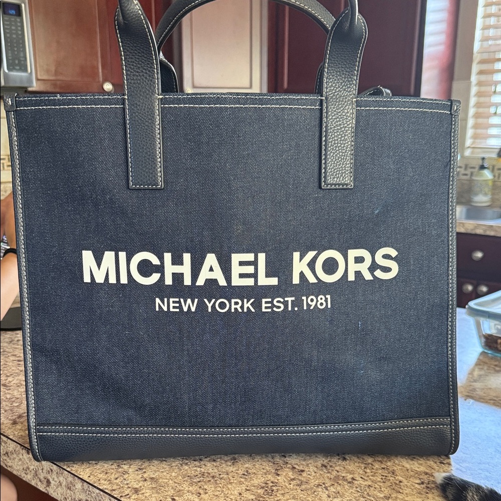 Michael Kors Navy denim tote bag